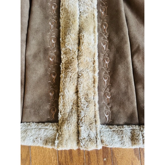 Penny Lane ESPRIT Women's Small Coat Suede Faux Fur Boho Jacket VTG Y2K - Picture 6 of 12